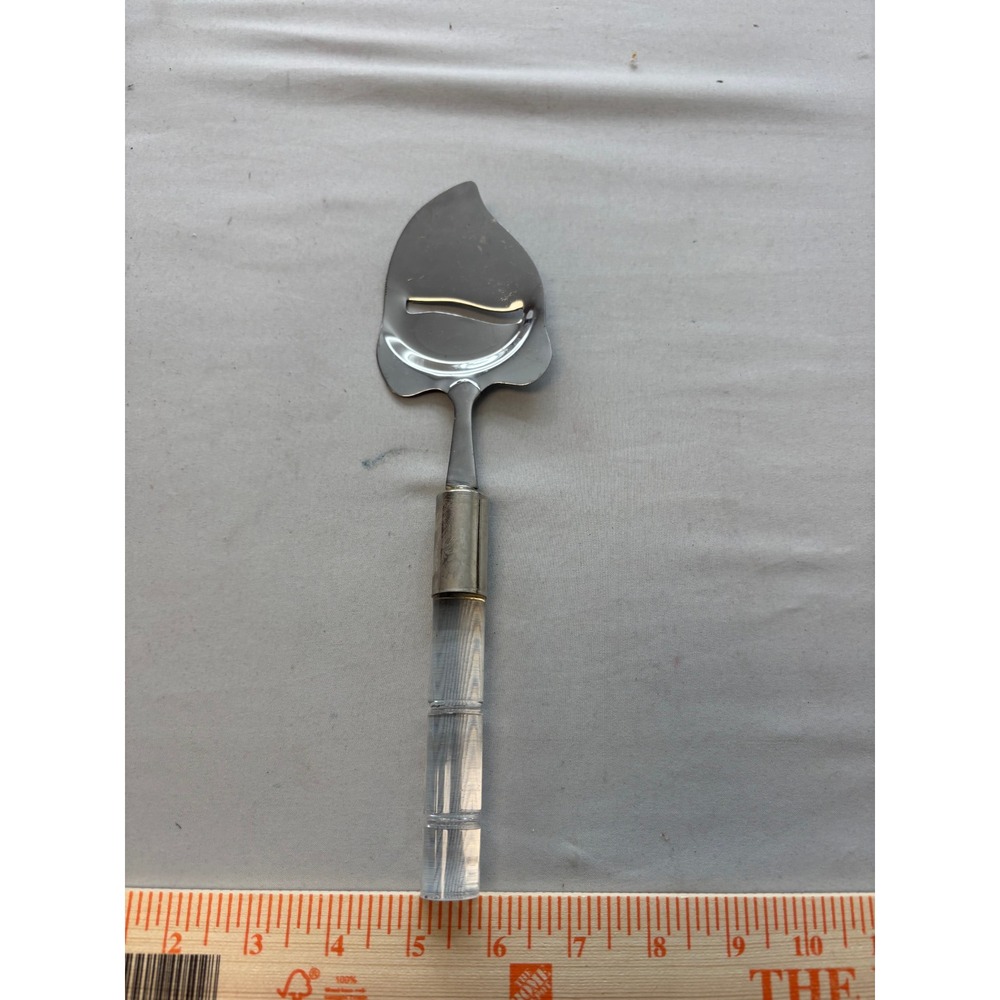 Stainless Steel Cheese Slicer Plane Clear Acrylic Faux Bamboo Handle 8.5 Inch